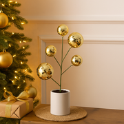 Gold mirrored Christmas bauble pick 56cm for tree, wreath, and holiday decorations