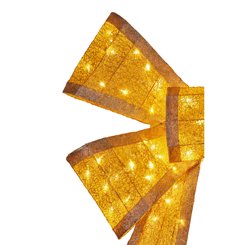 Christmas Bow Display with Lights Gold Indoor Outdoor 110cmH – illuminated oversized gold festive bow decoration