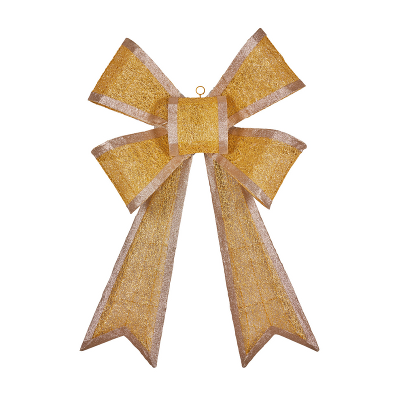 Christmas Bow Display with Lights Gold Indoor Outdoor 110cmH – illuminated oversized gold festive bow decoration