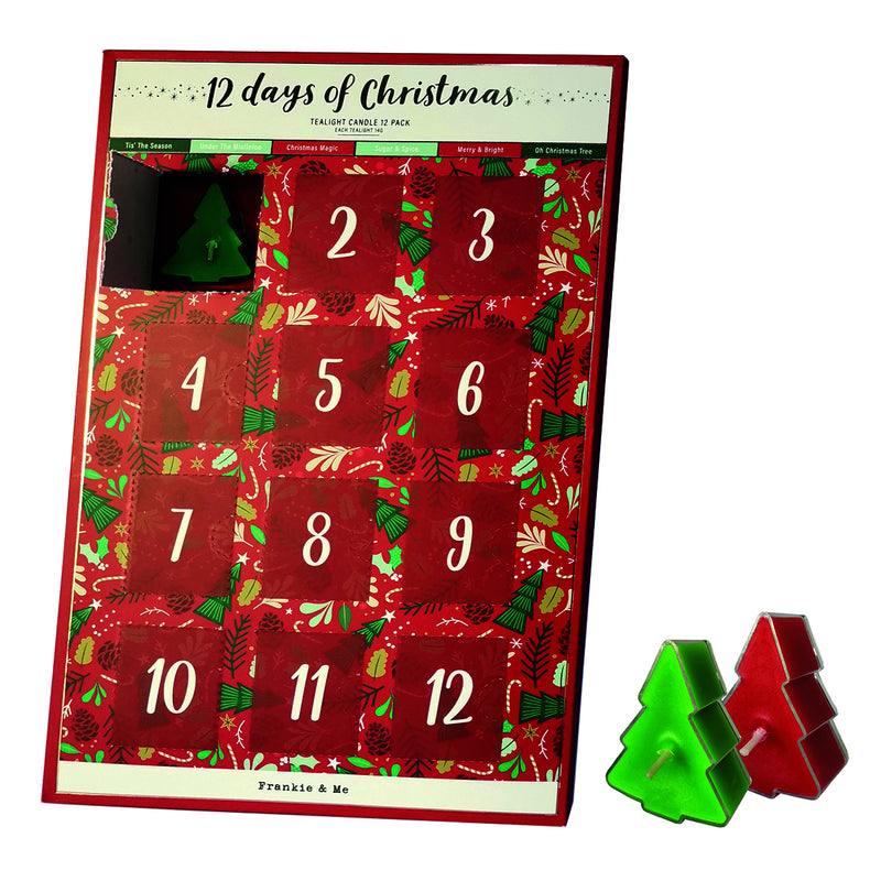 Christmas tealight candle gift set with 12 assorted festive-scented candles in a holiday gift box