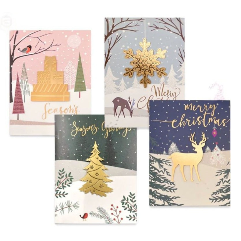 Christmas Card 3D A Snowy Forest Foiled And Glittered