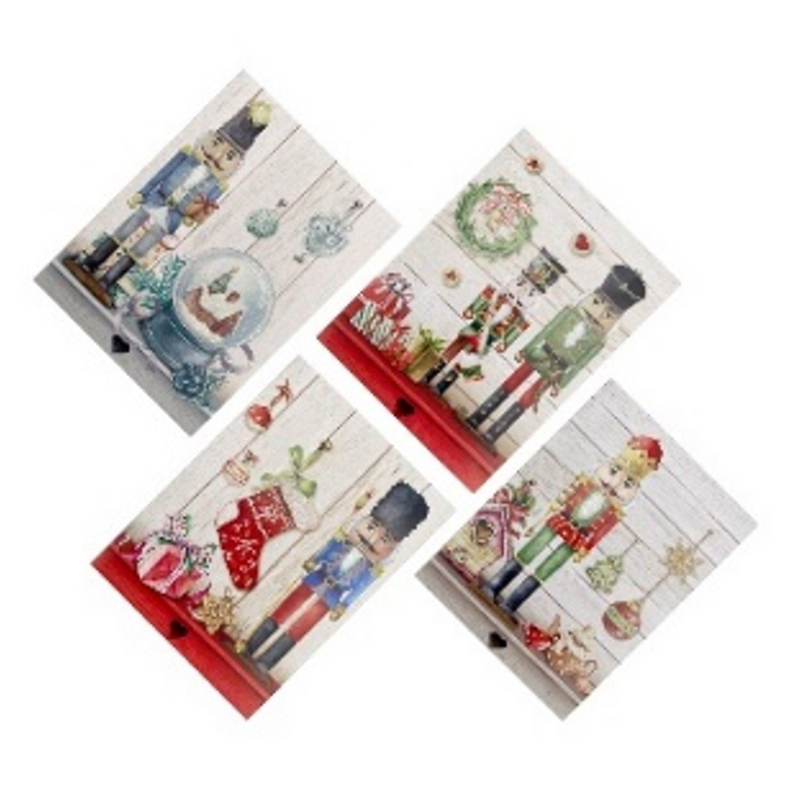 Ronis Christmas Card Glitter Nut Cracker 8pk 4 Asstd