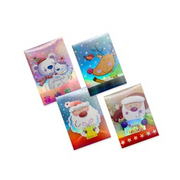 6-pack cute Christmas cards with iridescent and 3D designs, assorted festive characters
