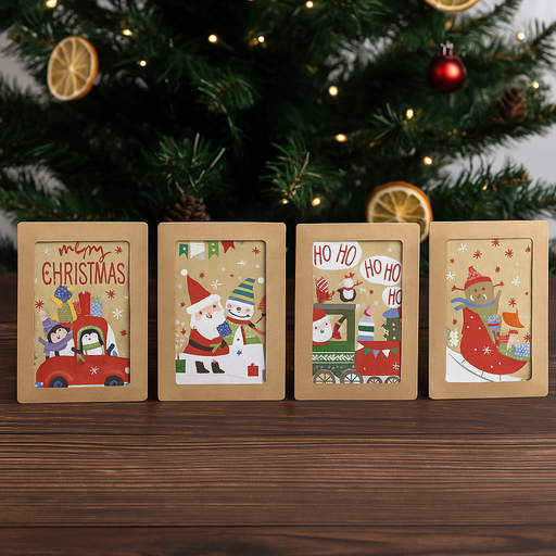 Pack of 10 cute printed Christmas cards with assorted festive designs, 17x12cm