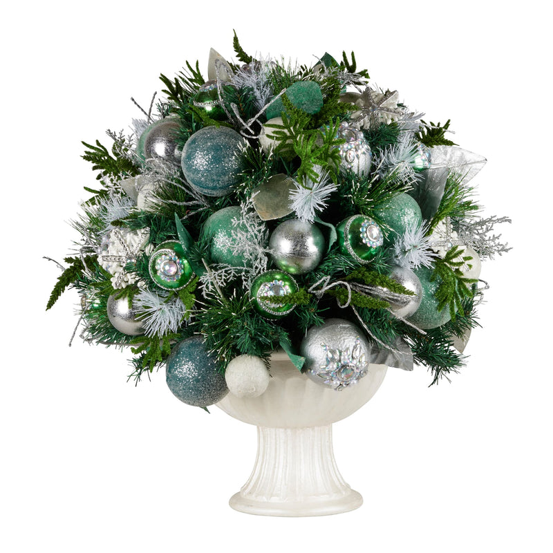 69cm potted mint green Christmas centerpiece with luxe foliage for elegant indoor holiday décor