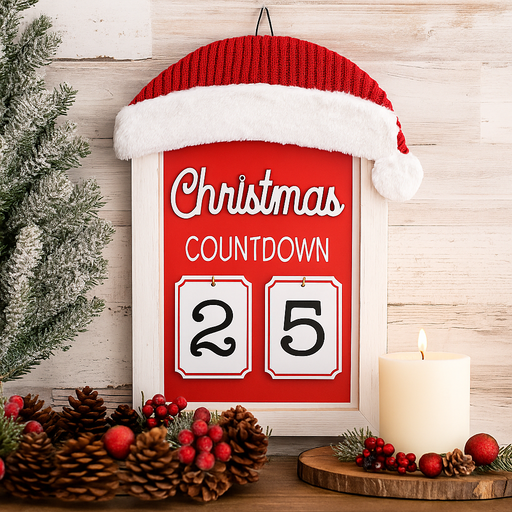 Santa hat plush countdown sign for Christmas decorations