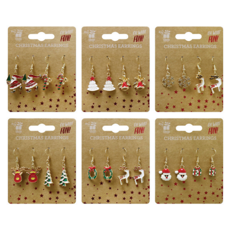 Ronis Christmas Dangly Earrings 2pk Assorted