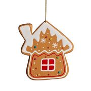 Gingerbread-style Christmas house with candy and icing details, 18cm high