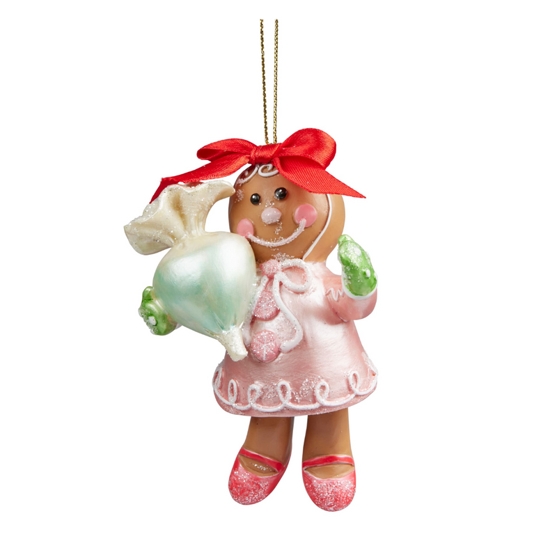 10cm Christmas Gingerbread Woman figurine with icing details, festive outfit, and holiday charm