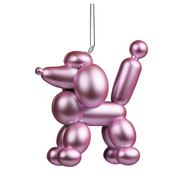 10cm pink balloon poodle Christmas decoration with glossy finish, perfect for quirky holiday displays