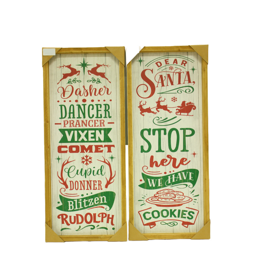 Ronis Christmas Decoration Wooden Santa Reindeer Signs Assorted
