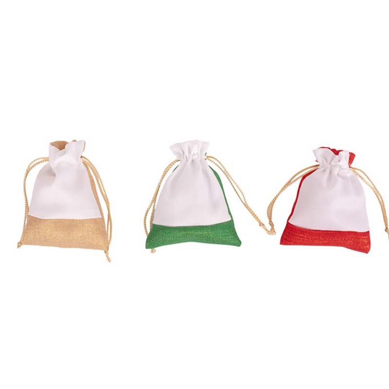 2-pack Christmas drawstring gift bags, assorted festive designs, 13x18cm