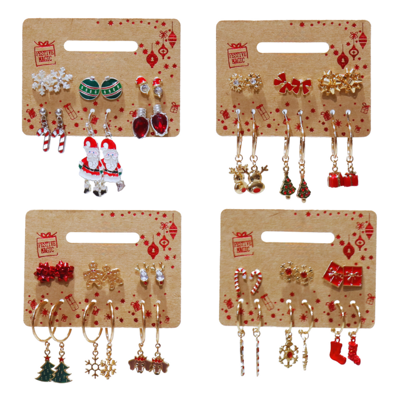 Ronis Christmas Earrings 6pk Assorted