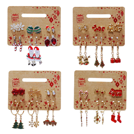 Ronis Christmas Earrings 6pk Assorted