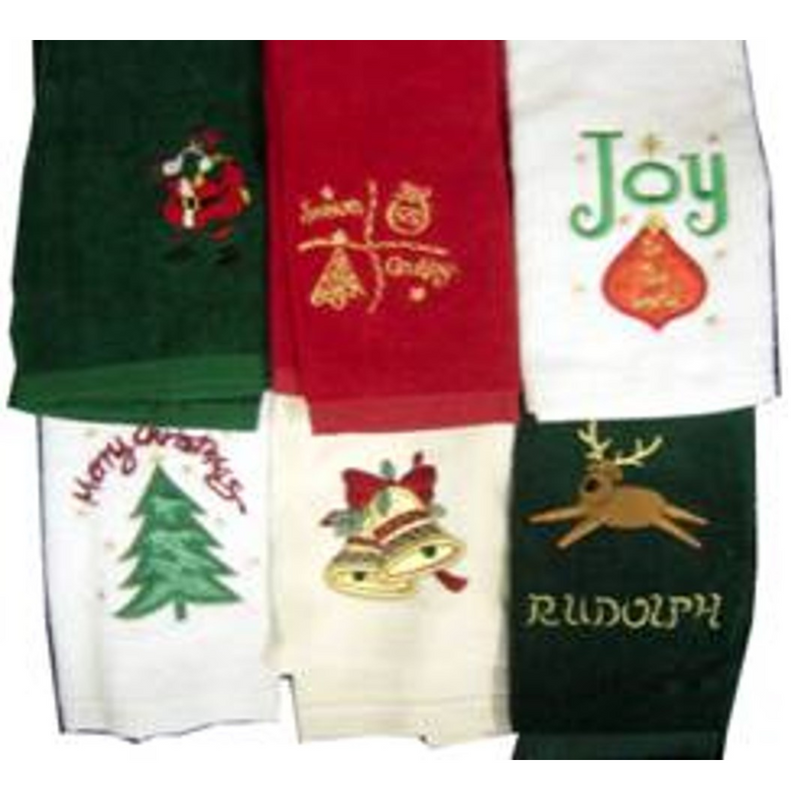 Ronis Christmas Emb Hand Towel 6 Asstd