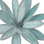 Ronis Christmas Flower Pale Blue Poinsettia With Diamante Detail D34Cm With 50cm Stem