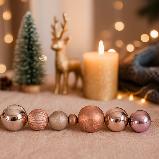 216cm Christmas bauble garland with assorted glossy, matte, and glitter finishes