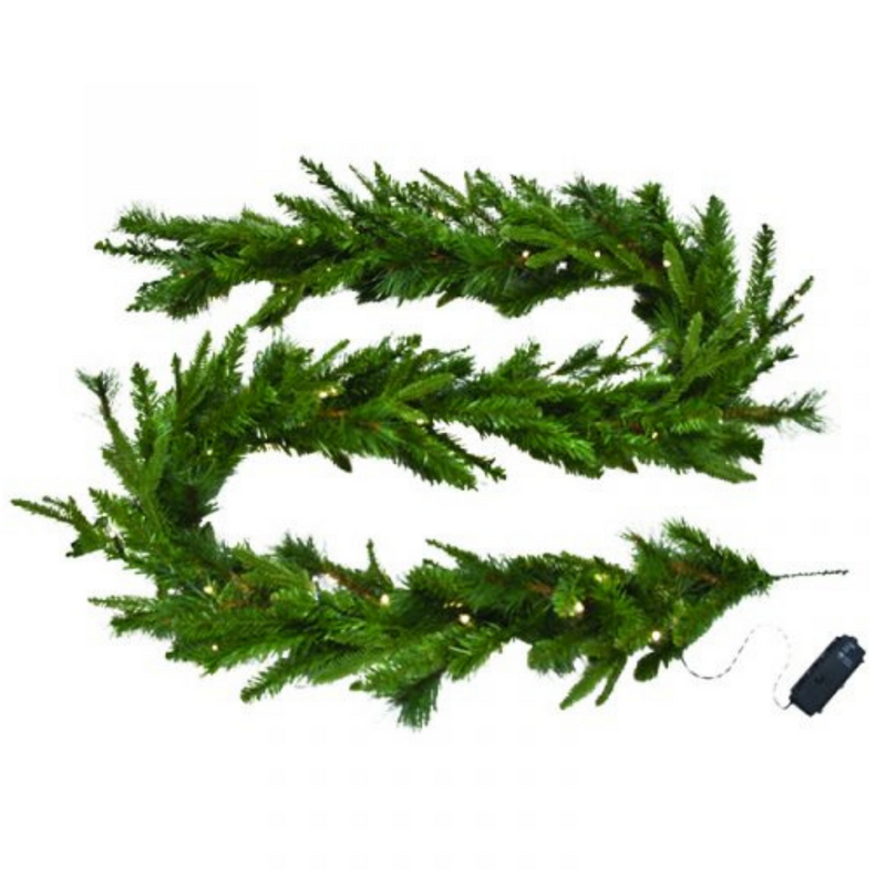 2.7m Emerald Angel Christmas garland pre-lit with 100 warm white LED lights