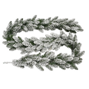 Flocked Pollino Christmas garland 270cm with 210 snow-covered tips for winter-themed holiday decorating