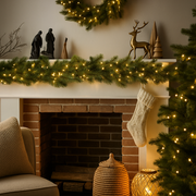 2.7m Green Hill Christmas garland with 170 tips and 400 warm white cluster LEDs – pre-lit holiday garland for mantels and staircases