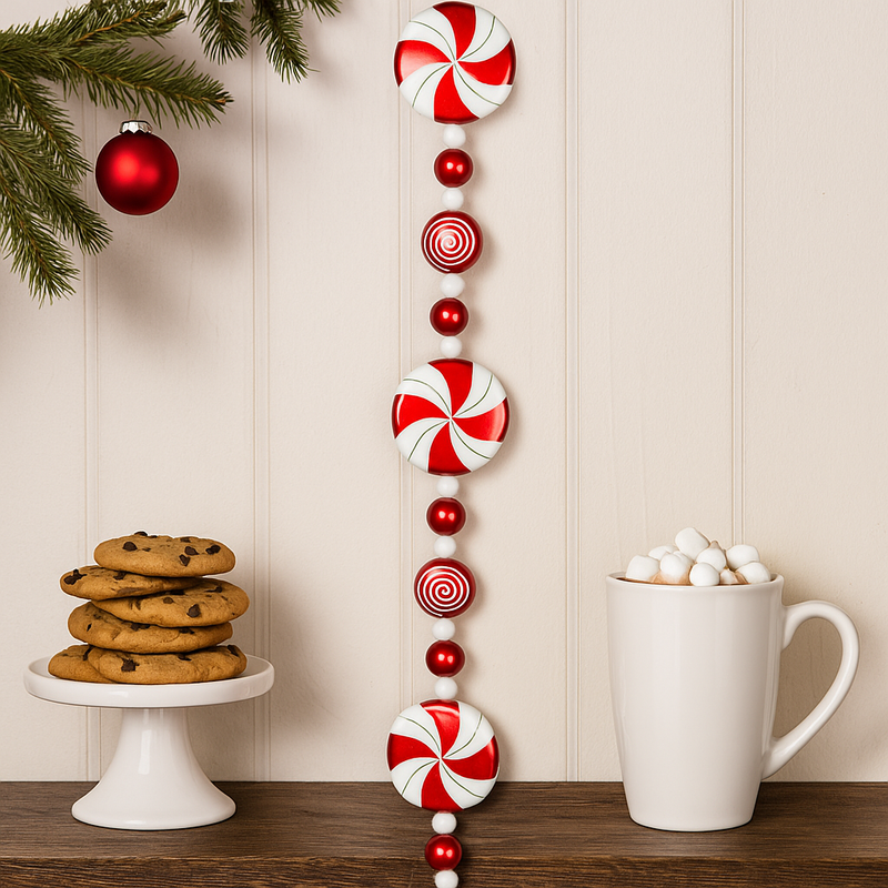 Lolly Garland 183cm featuring colorful candy ornaments, lollipops, and glitter – festive and whimsical Christmas decoration