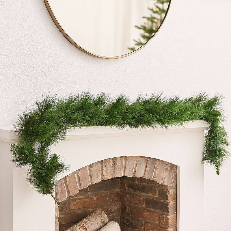 270cm artificial Christmas garland with lush long needle pine foliage – rustic and traditional holiday greenery