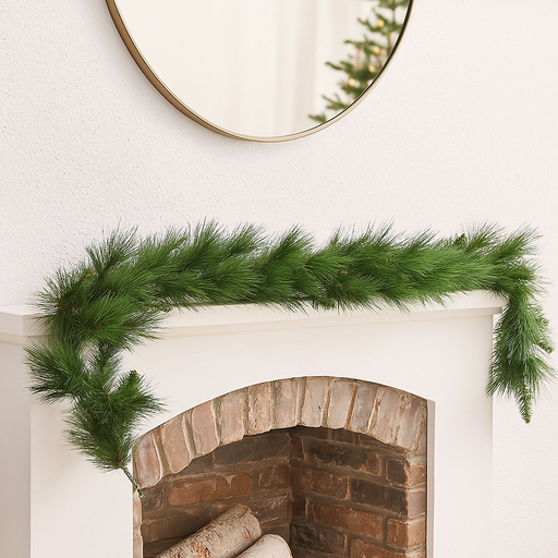 270cm artificial Christmas garland with lush long needle pine foliage – rustic and traditional holiday greenery