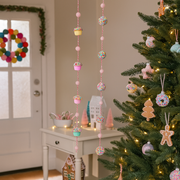 Create a playful vibe with the 200cm rainbow sweets garland—featuring candy-themed decorations in vibrant colours for festive displays.