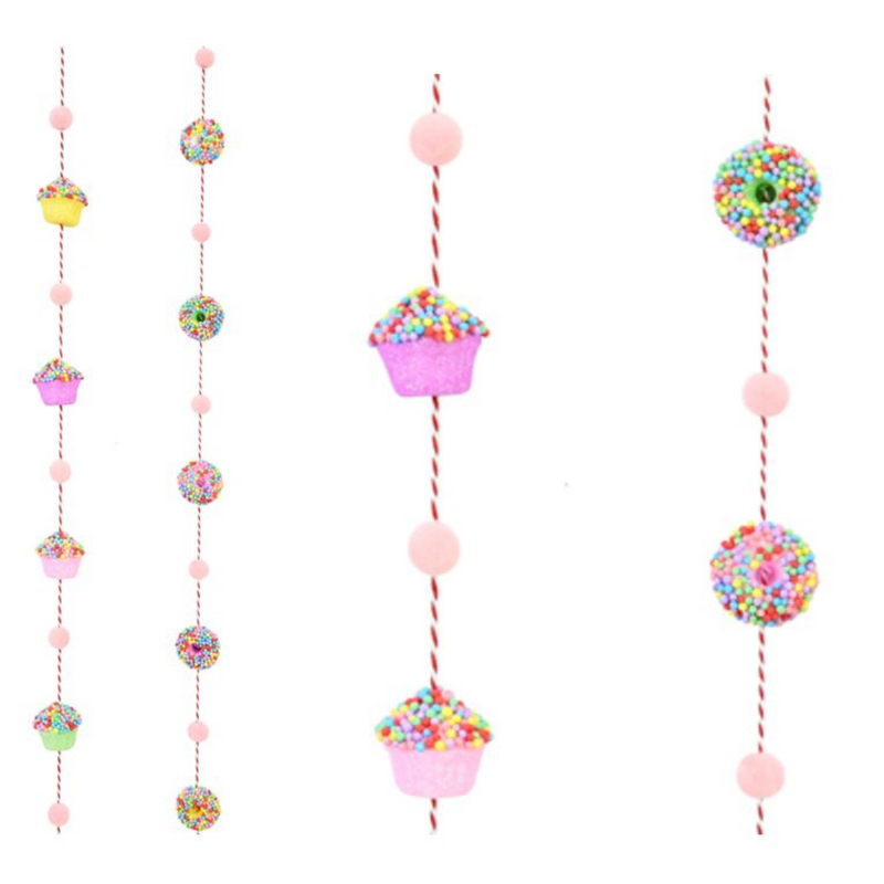 Create a playful vibe with the 200cm rainbow sweets garland—featuring candy-themed decorations in vibrant colours for festive displays.