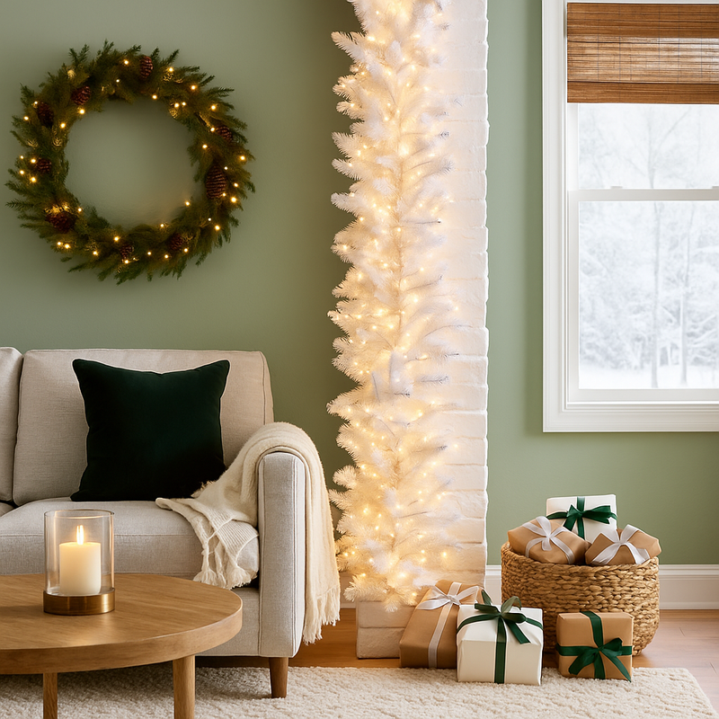 180cm frosted white Christmas garland with clustered snowy foliage