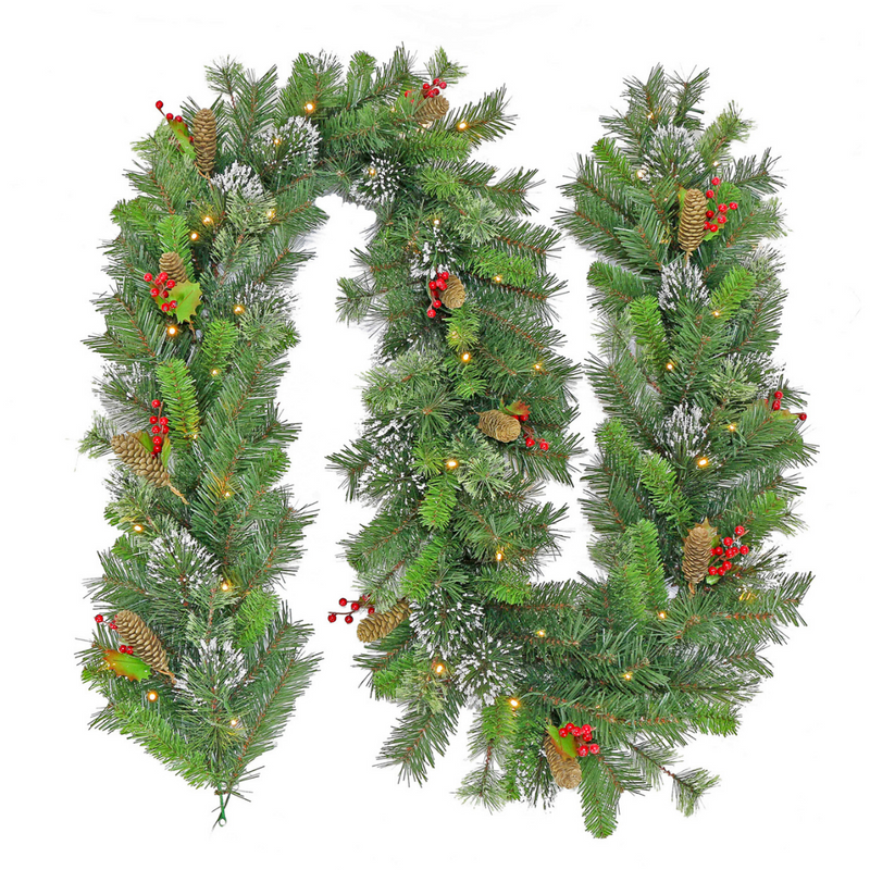 Christmas garland with frosted candy shapes in assorted designs, 122cm long