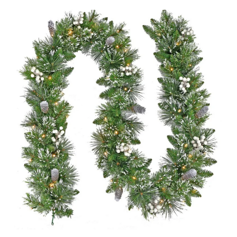 274cm battery-operated Bryson Pine Christmas garland with warm LED lights