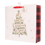 Extra-Large Christmas Gift Bag with “All I Want Is You” Design – 35x35x12cm