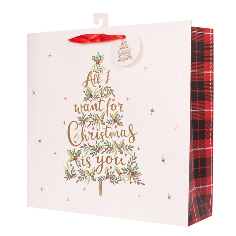 Extra-Large Christmas Gift Bag with “All I Want Is You” Design – 35x35x12cm
