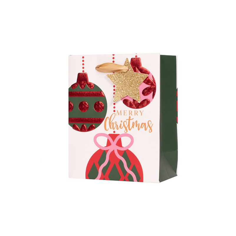 Small Christmas Gift Bag with Bauble Design – 11.1x13.7x6.2cm
