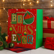 Medium-sized Christmas gift bag with “Best Christmas Ever” holiday design, 17.8x22x9.8cm