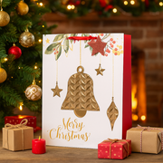 Extra-large Christmas gift bag with embossed bell design – 33x45.7x10.2cm