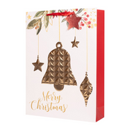 Extra-large Christmas gift bag with embossed bell design – 33x45.7x10.2cm