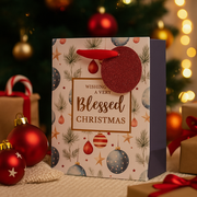 Extra-large embossed Christmas gift bag with festive design, 33x45.7x10cm