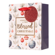 Extra-large embossed Christmas gift bag with festive design, 33x45.7x10cm