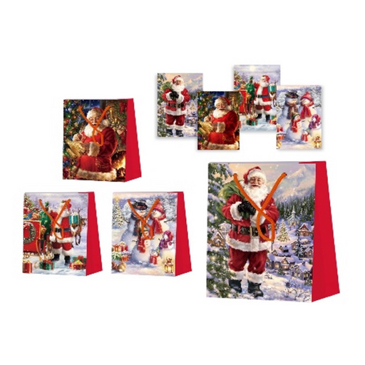 Ronis Christmas Gift Bag Glitter Classic Santa 55x72x18cm Jumbo Assorted