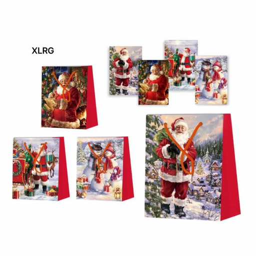 Ronis Christmas Gift Bag Glitter Classic Santa XL Assorted