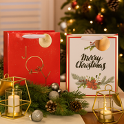 Small Traditional Red Christmas Gift Bags with Foil Hot Stamping – 2-Pack