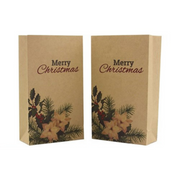 Pack of 6 Christmas kraft loot bags with festive holiday prints, 10.5x4.6x18cm