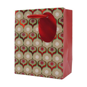 Medium kraft paper Christmas gift bag with festive design, 17.8x22x9.8cm