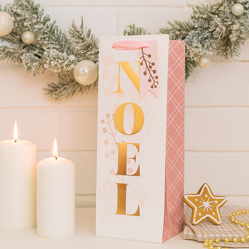 Christmas Bottle Gift Bag with “Noel” Design – 13x12x36cm