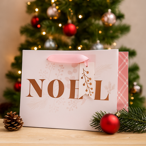 Medium Christmas gift bag with bold Noel design and festive accents, 32x12.7x26cm