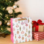 Small Christmas Gift Bags with Pastel Bauble Design – 2-Pack (11.1x13.7x6.2cm)