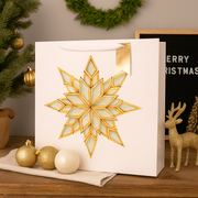 Large square Christmas gift bag with festive snowflake design, 35x10x35cm