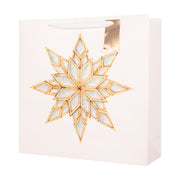 Large square Christmas gift bag with festive snowflake design, 35x10x35cm